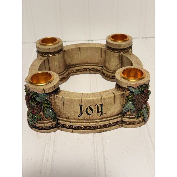 Fioretti Hope Advent Wreath Candle Holder Glitter Pine Cone Edge 6” Square - Picture 3 of 9